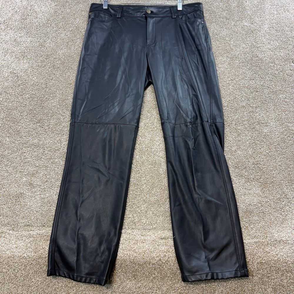 Dana Buchman Womens Black Imitation Faux Vegan Leather Pants 10 Date Night